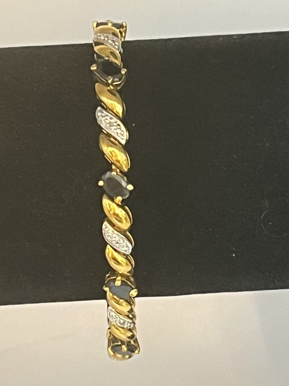 Vintage 925 Sterling Silver Gold-Toned Spinel Bracelet